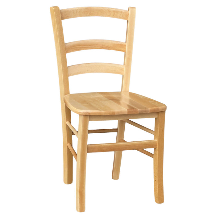 Sedia da sala da pranzo Venezia in legno massccio naturale con seduta massello