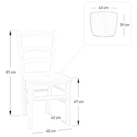 Sedia da sala da pranzo Venezia in legno massccio naturale con seduta massello