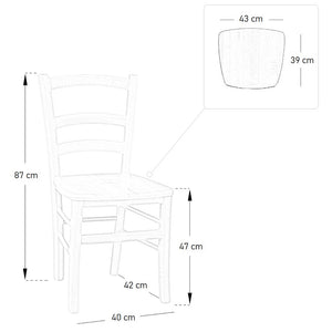 Sedia da sala da pranzo Venezia in legno massccio naturale con seduta massello