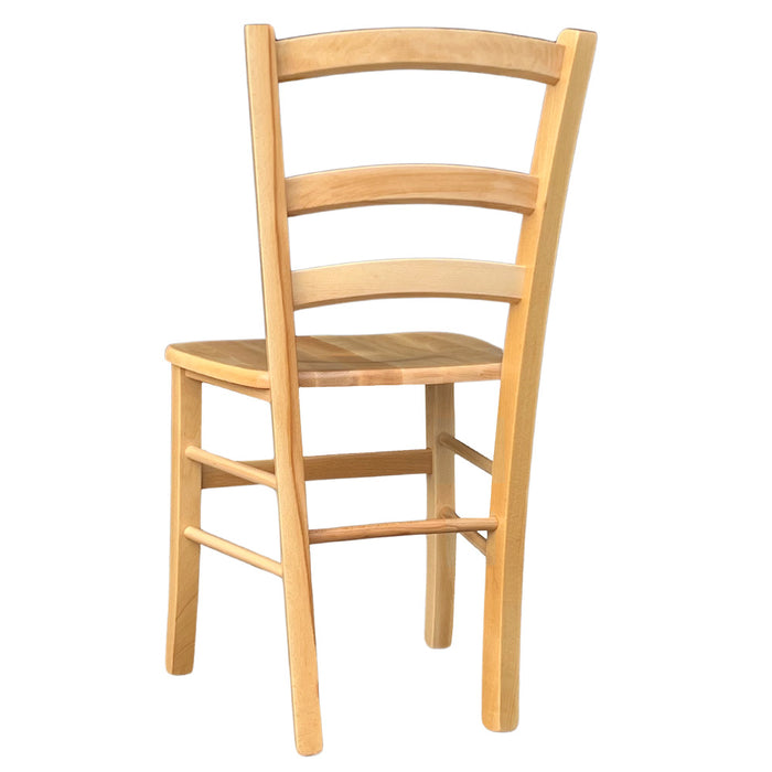 Sedia da sala da pranzo Venezia in legno massccio naturale con seduta massello