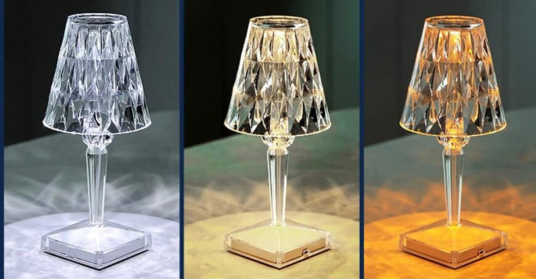 LAMPADA DA TAVOLO CLEAR CRYSTAL RICARICABILE USB