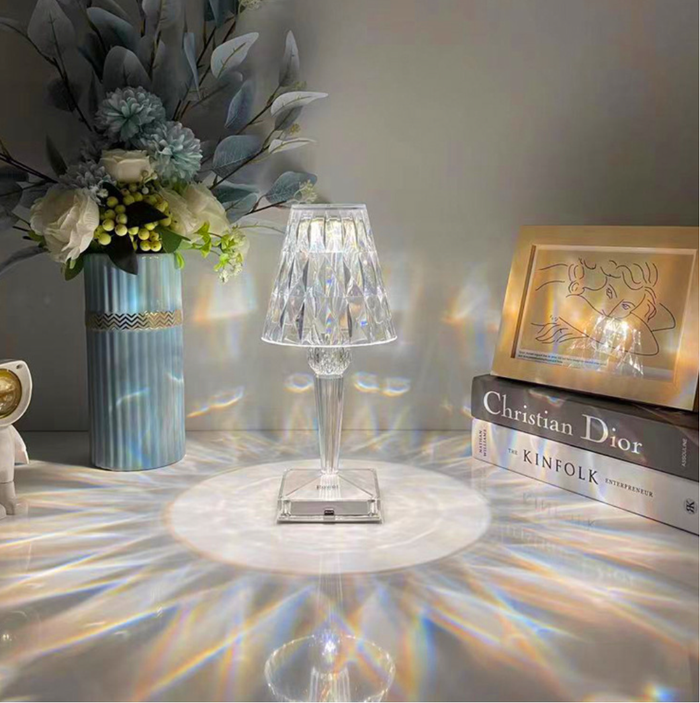 LAMPADA DA TAVOLO CLEAR CRYSTAL RICARICABILE USB