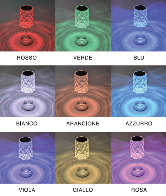 LAMPADA DA TAVOLO CLEAR TOUCH RGB RICARICABILE USB 16COLORI