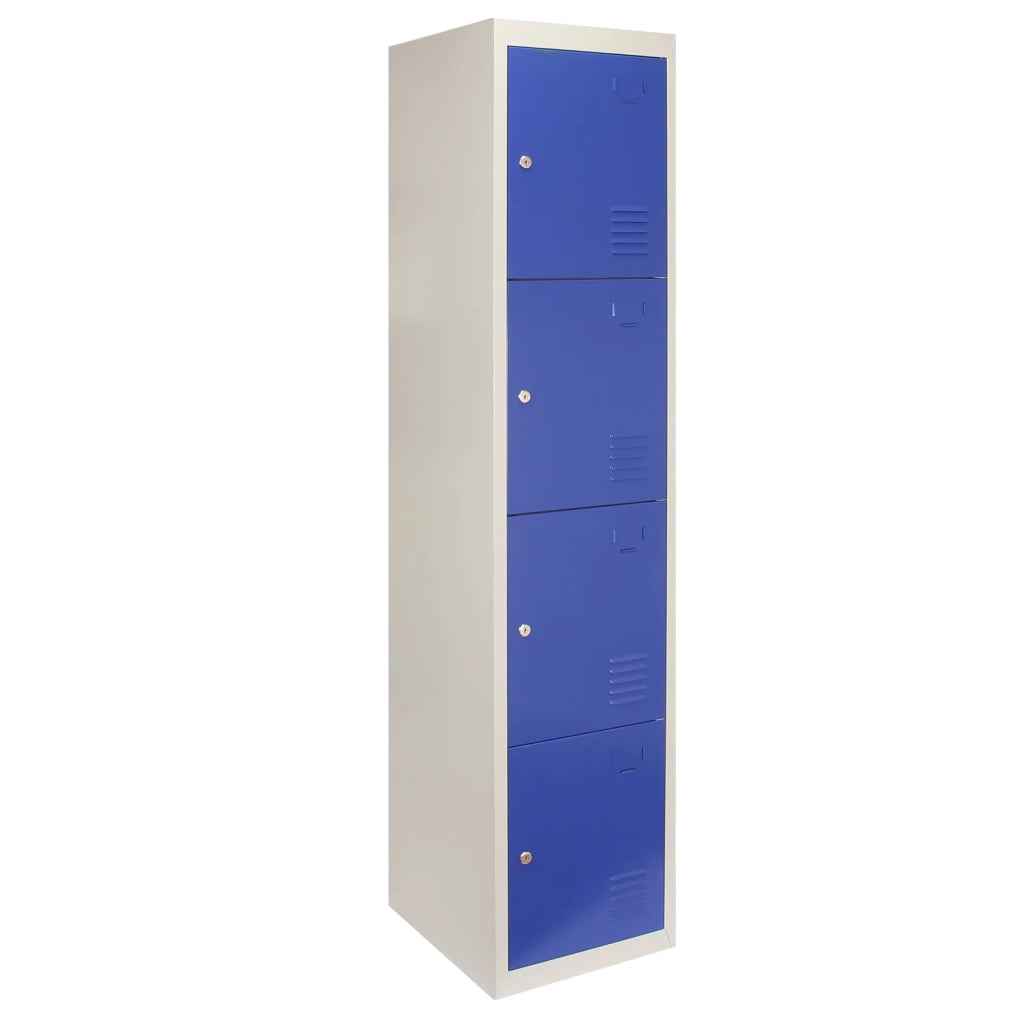 Armadietto da Montare con 4 Porte Blu in Acciaio per Scuole Palestre Spogliatoi