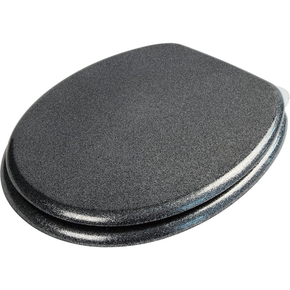 Croydex nero glitter sedile wc, legno, nero, 44.5 x 38 x 6 cm