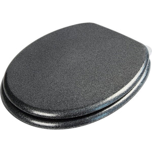 Croydex nero glitter sedile wc, legno, nero, 44.5 x 38 x 6 cm