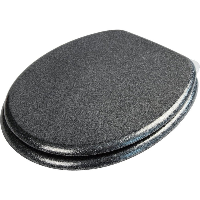 Croydex nero glitter sedile wc, legno, nero, 44.5 x 38 x 6 cm