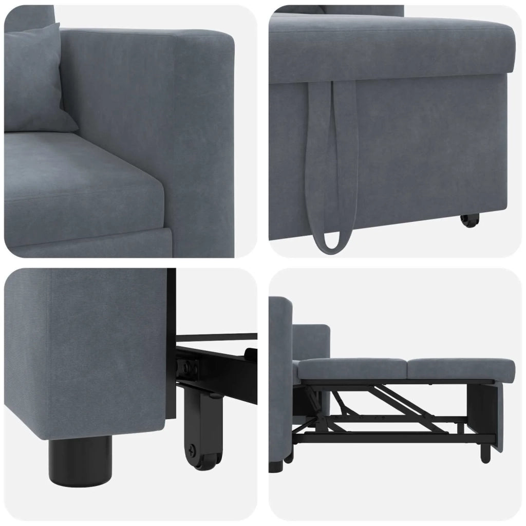 Divano letto estraibile singolo-Sofa Letto-Daybed Grigio scuro 90 x 165 x 87 cm 952477