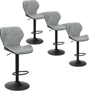 Set di 4 Sgabelli da Bar Cucina Sgabello Alto con schienale in Simipelle Sedia Alta da Sala Pranzo con Poggiapiedi Grigio 0664BY-4
