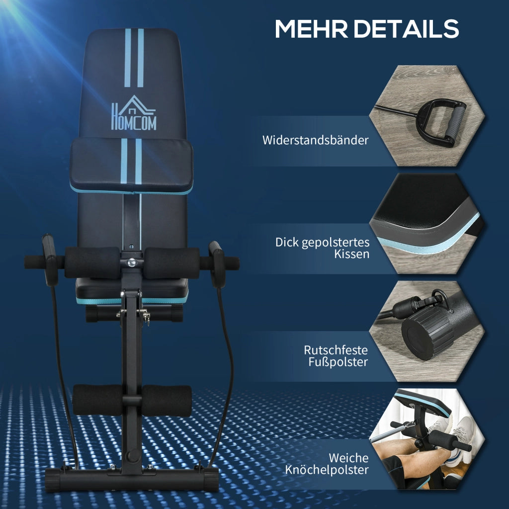 Panca per allenamento pieghevole ¨C zephmum ¨C Blu, regolazione 7 posizioni, carico 120 kg
