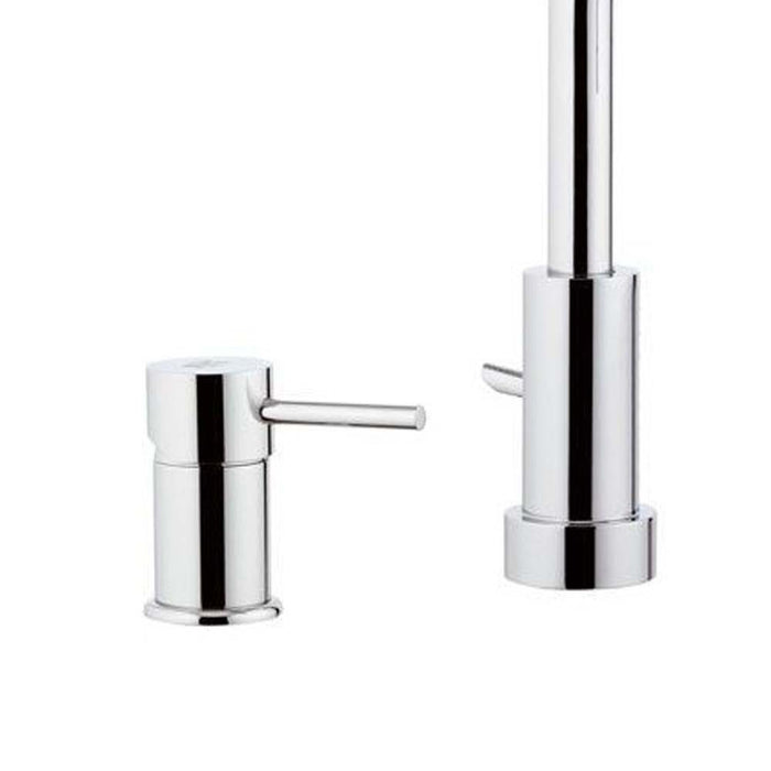 Rubinetto per bordo vasca made in italy serie suvi, dotato di doccetta minimale