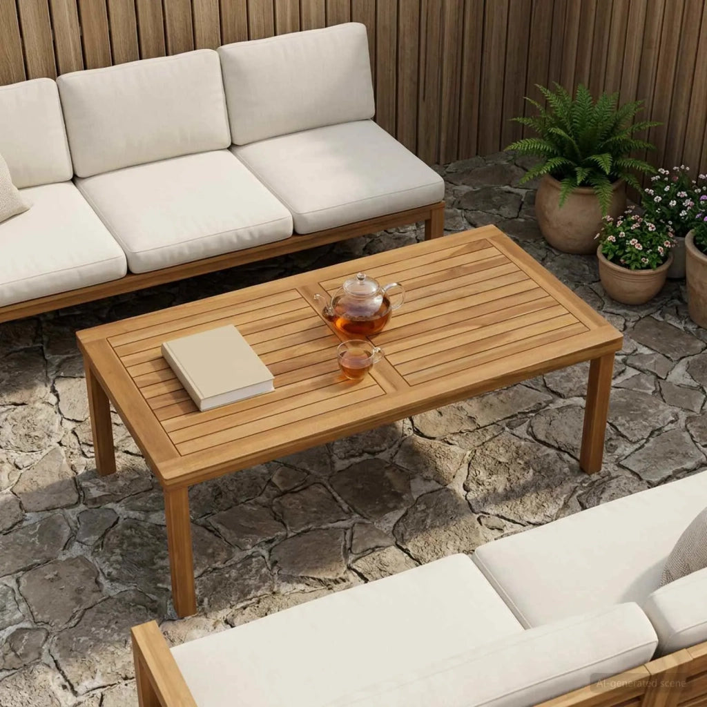 Piano del tavolo Rettangolare Legno di teak solido Naturale 42033167