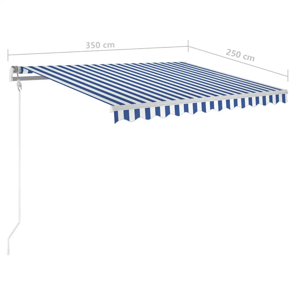 Tenda da Sole Retrattile Manuale con LED 3,5x2,5m Blu e Bianca 3069921