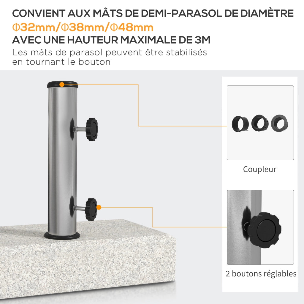 Socle per Parasole in Marmo con Ruote ¨C Zephmum ¨C Grigio 25 kg 45x22.5x40 cm