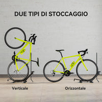 Rastrelliera per Bici Regolabile 75x41x71-81 cm con Tubo di Supporto in Acciaio e Plastica Nero