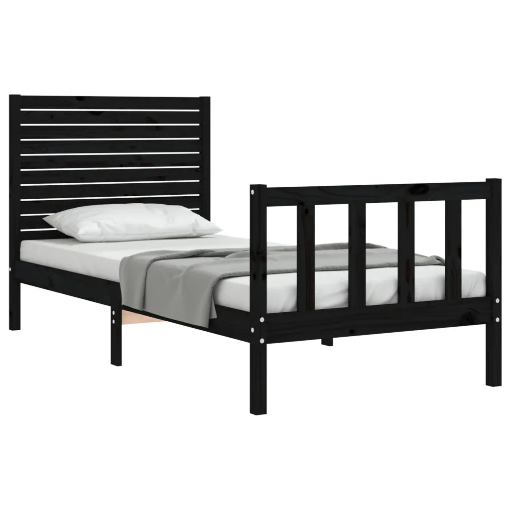 Giroletto con Testiera Nero Small Single in Legno Massello 3193170