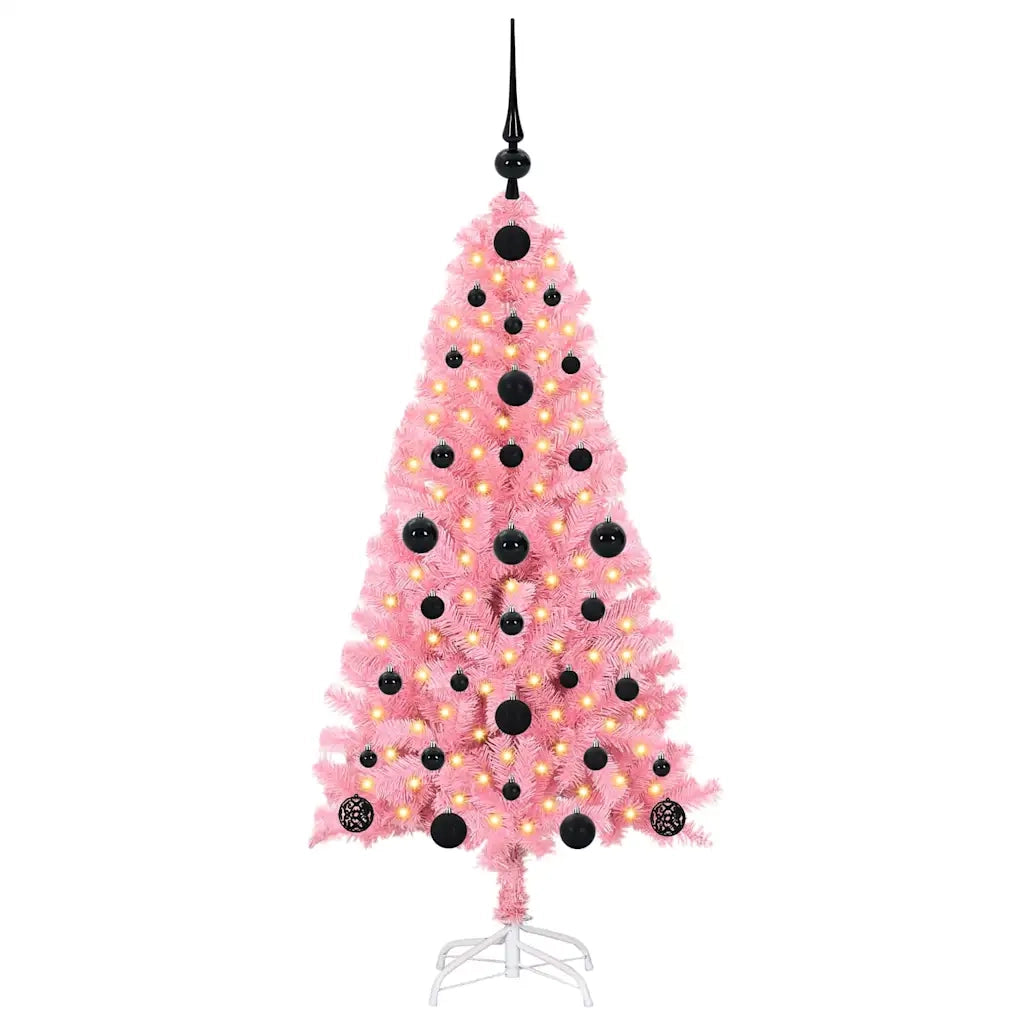 Albero di Natale con 150 LED con supporto-Luci decorative natalizie Rosa 120 cm PVC 921509