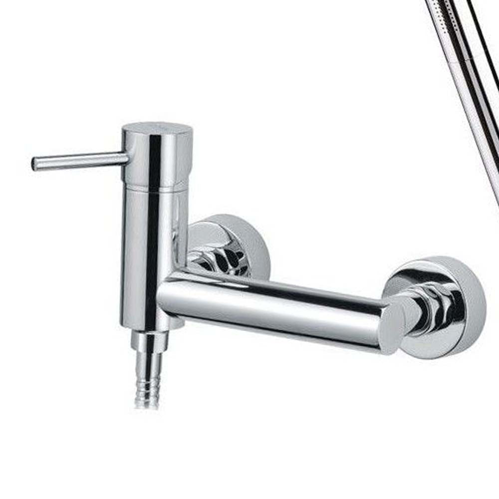 Rubinetto esterno dotato di doccia duplex, serie suvi caratterizzata da linee arrotondate e minimali