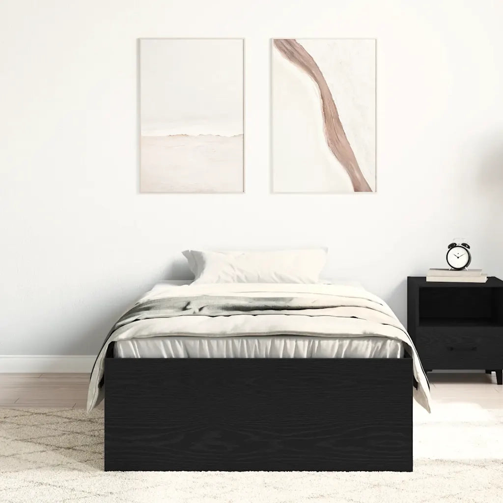 Giroletto senza Materasso-Struttura Letto Rovere Nero 100x200 cm in Truciolato 669400