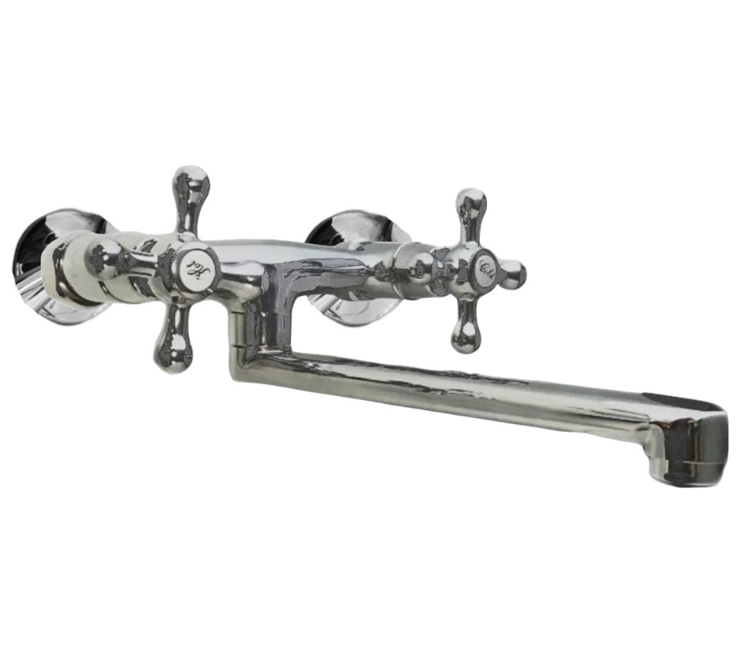 Rubinetto bagno cucina vintage epoca a parete per lavanderia o lavabo a canna dritta