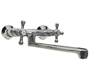 Rubinetto bagno cucina vintage epoca a parete per lavanderia o lavabo a canna dritta