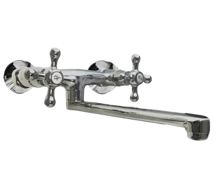 Rubinetto bagno cucina vintage epoca a parete per lavanderia o lavabo a canna dritta