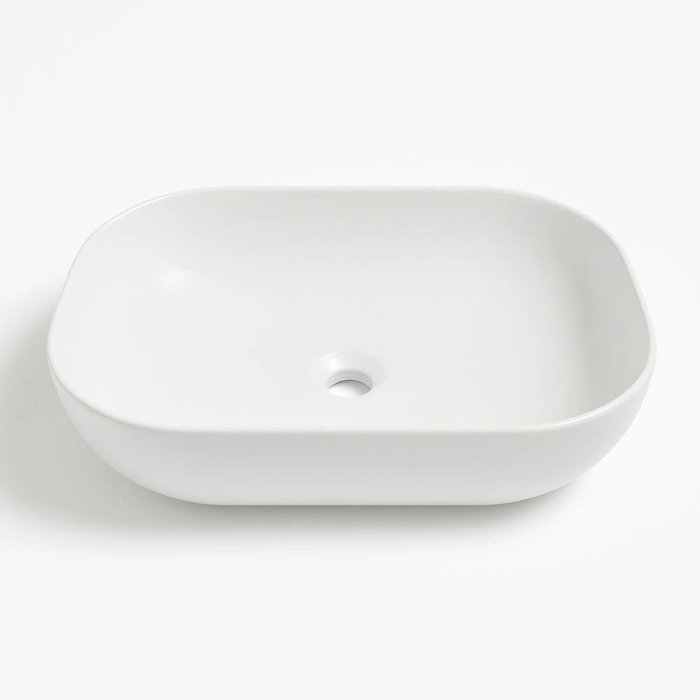Lavabo da appoggio ceramica bianco rettangolare arredo bagno 50,5x40,5x14 cm *** finitura- opaco, confezione 1