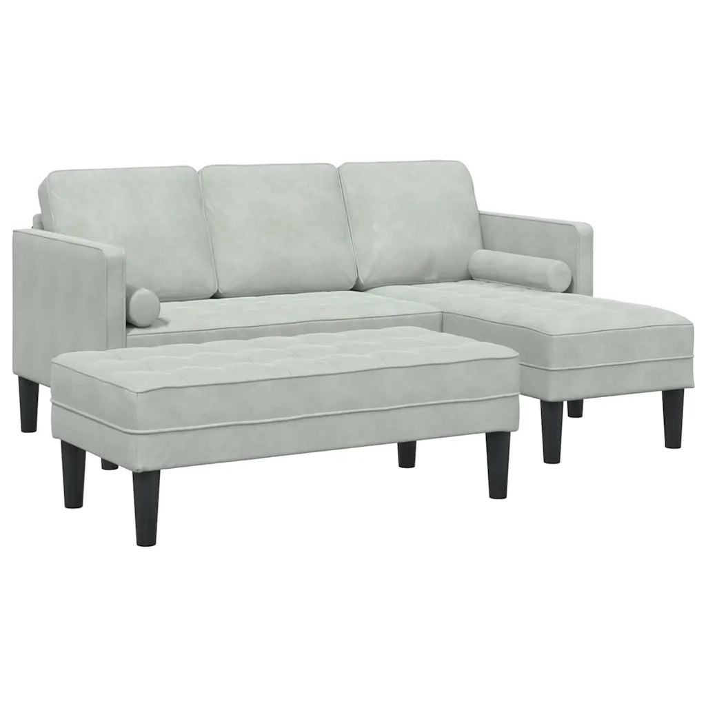 Set di divani con cuscino 2 pcs Grigio chiaro Poliestere 3329264