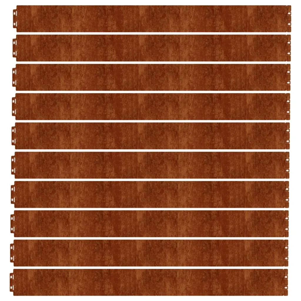 Bordura per Prato 10 pcs 10 x 103 cm Acciaio Corten Ruggine 821890