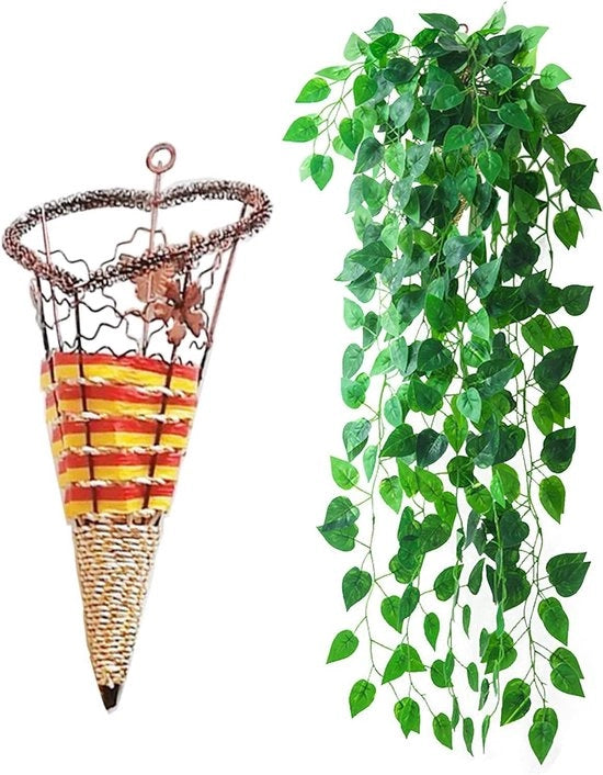 Piantine ornamentali artificiali in set da 2 - decorazione per muro per interni ed esterni