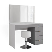 Vicco Tavolo da toeletta Bianco/grigio/grigio 115 cm con sgabello