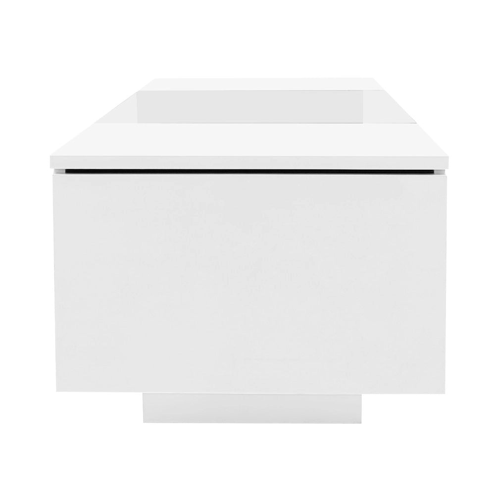 Tavolino da Caff¨¨ con LED ¨C MINIMAL ¨C Bianco Lucido 120x50x38,5