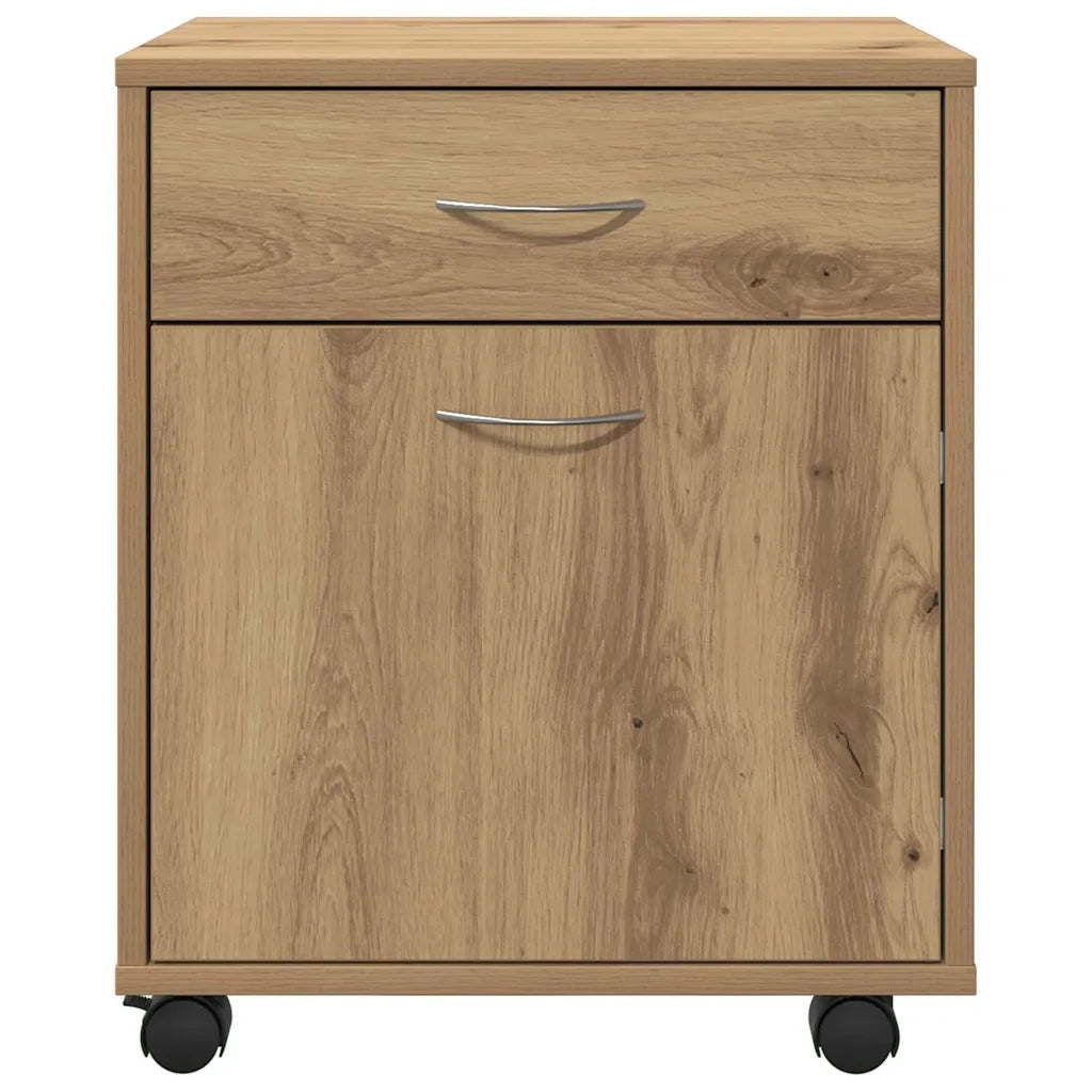 Carrello multifunzione con ripiani 45 x 38 x 54 cm in legno di rovere composito finitura artigianale 02_0050900