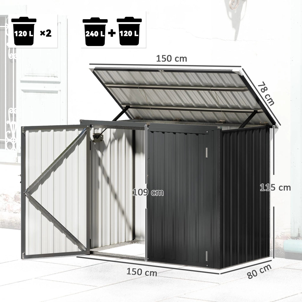 Capanno Rifiuti Esterno 1,2 m2 ¨C Zephmum ¨C 150x80x117 cm Acero Galvanizzato