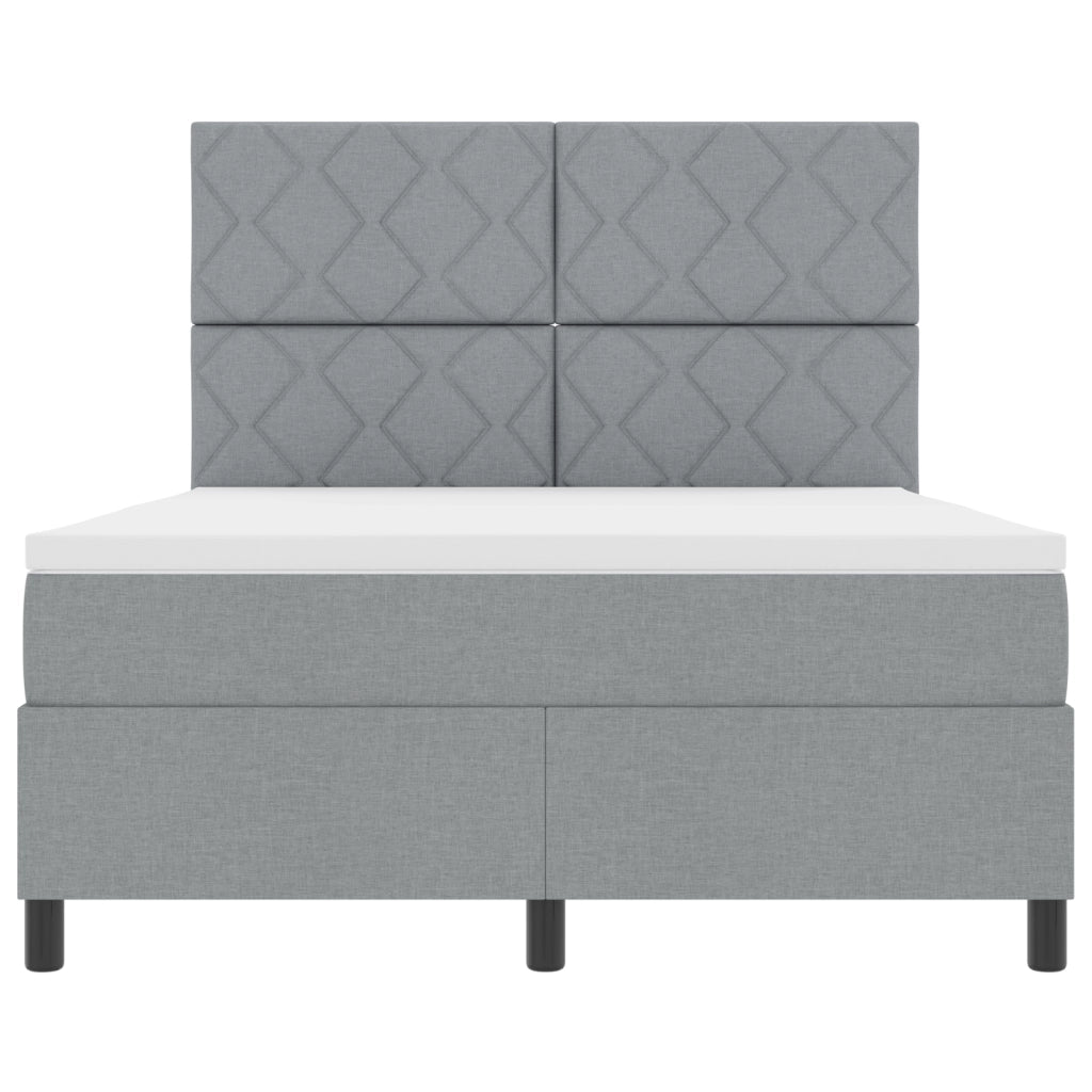 Letto Box Spring e Materasso Grigio Chiaro 160x200 cm in Tessuto