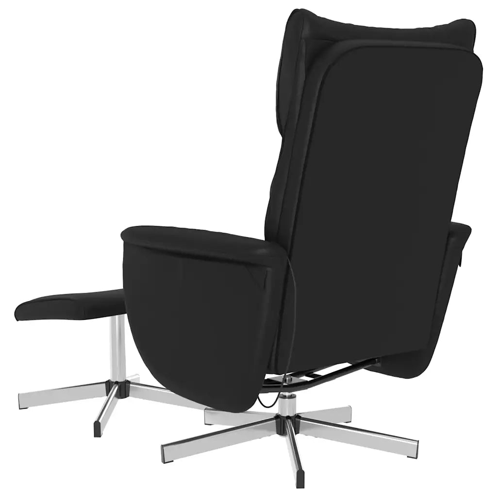 Poltrona Massaggio Reclinabile con Sgabello Nero in Similpelle 356600