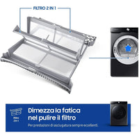 Samsung Asciugatrice 16 Kg Classe A+++ Inverter con Pompa di Calore Profondità 84 cm Wi-Fi colore Nero - DV16DG8600BVU3