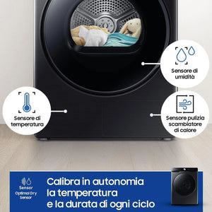 Samsung Asciugatrice 16 Kg Classe A+++ Inverter con Pompa di Calore Profondità 84 cm Wi-Fi colore Nero - DV16DG8600BVU3
