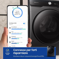Samsung Asciugatrice 16 Kg Classe A+++ Inverter con Pompa di Calore Profondità 84 cm Wi-Fi colore Nero - DV16DG8600BVU3