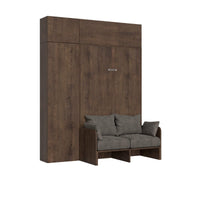 Letto una piazza e mezzo a scomparsa 120 con divano e mobili - KENTARO Colore Struttura: Noce, Materasso: Senza Materasso, Colore Divano: Grigio