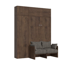 Letto una piazza e mezzo a scomparsa 120 con divano e mobili - KENTARO Colore Struttura: Noce, Materasso: Senza Materasso, Colore Divano: Grigio