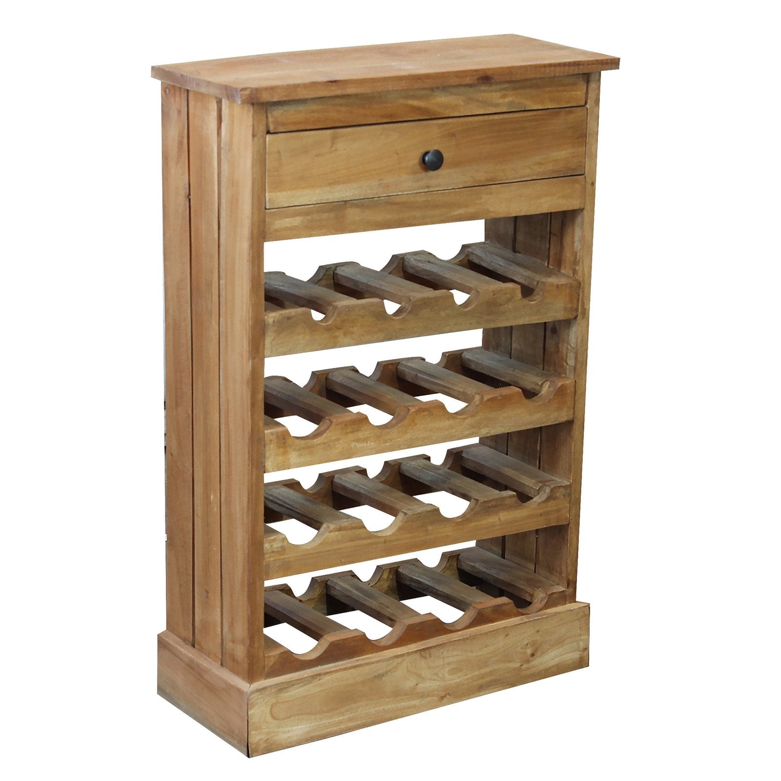Porta bottiglie cantinetta in legno rustico con cassetto - CLYTEMNESTRA
