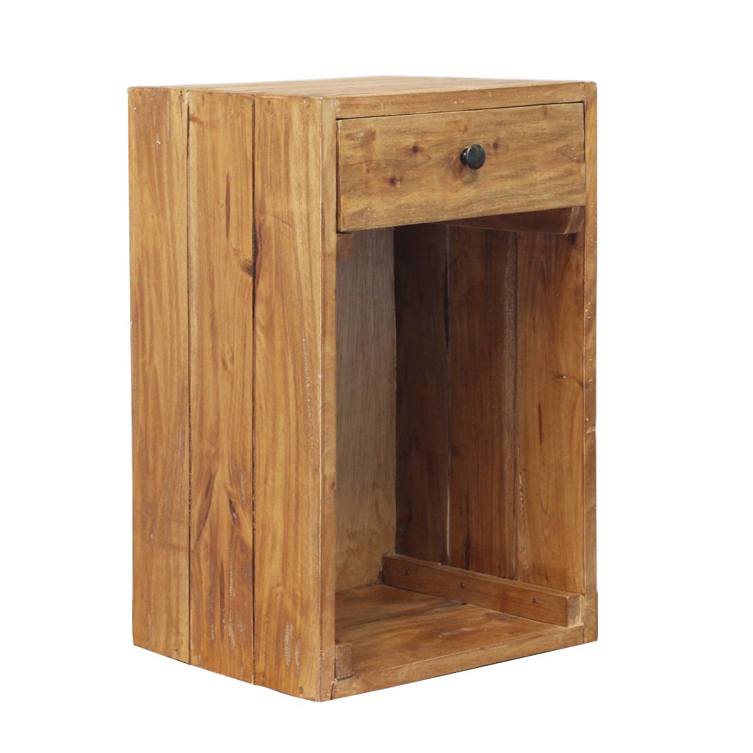 Comodino in legno rustico con cassetto - CASSIEL