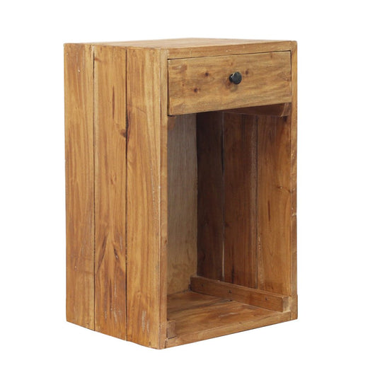 Comodino in legno rustico con cassetto - CASSIEL