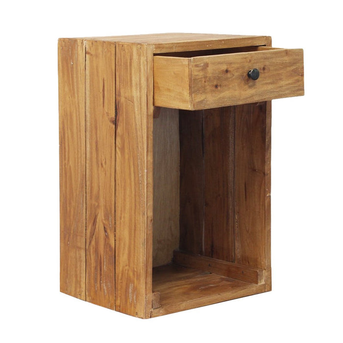 Comodino in legno rustico con cassetto - CASSIEL