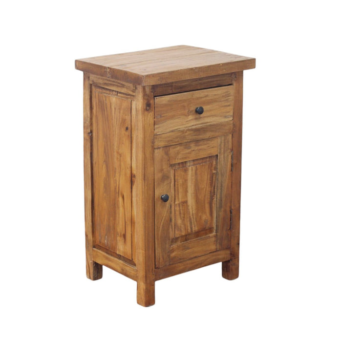Comodino in legno rustico 1 anta 1 cassetto - CARME
