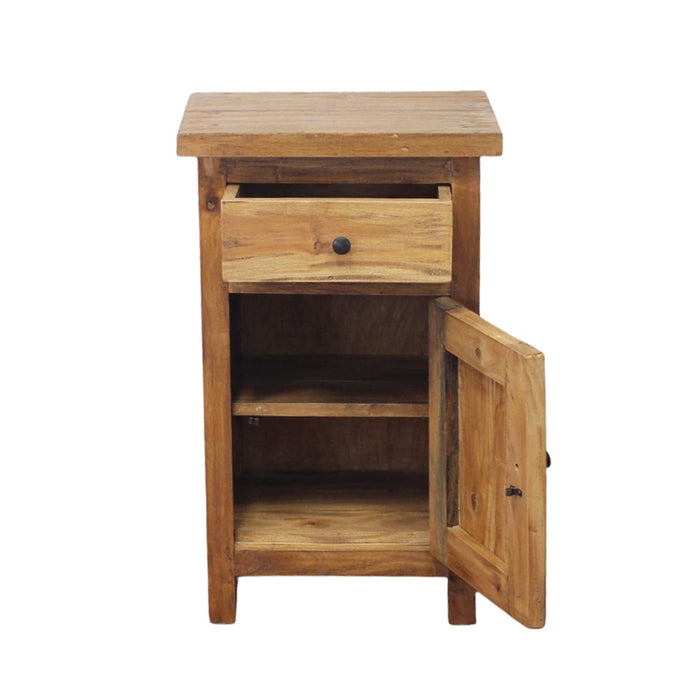 Comodino in legno rustico 1 anta 1 cassetto - CARME