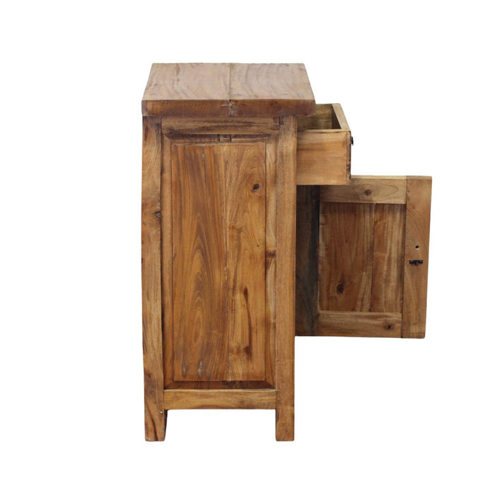 Comodino in legno rustico 1 anta 1 cassetto - CARME
