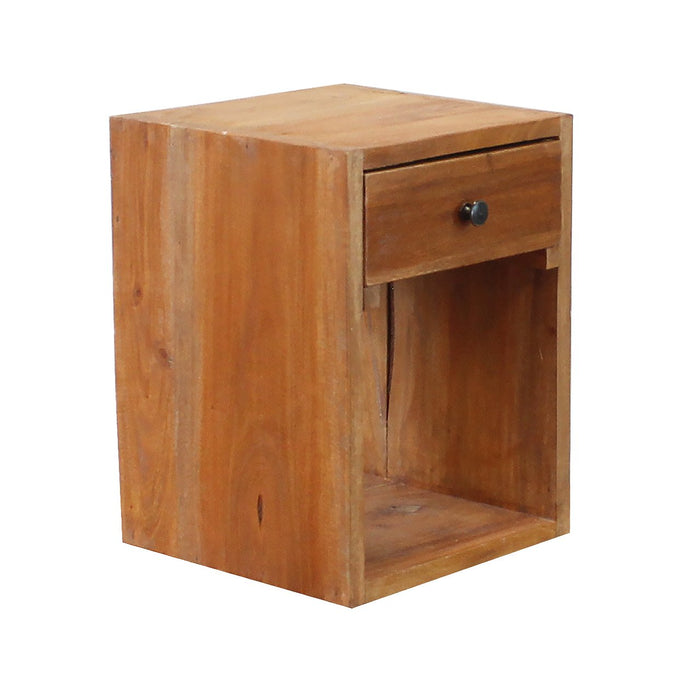 Comodino in legno rustico con cassetto - AURAEL