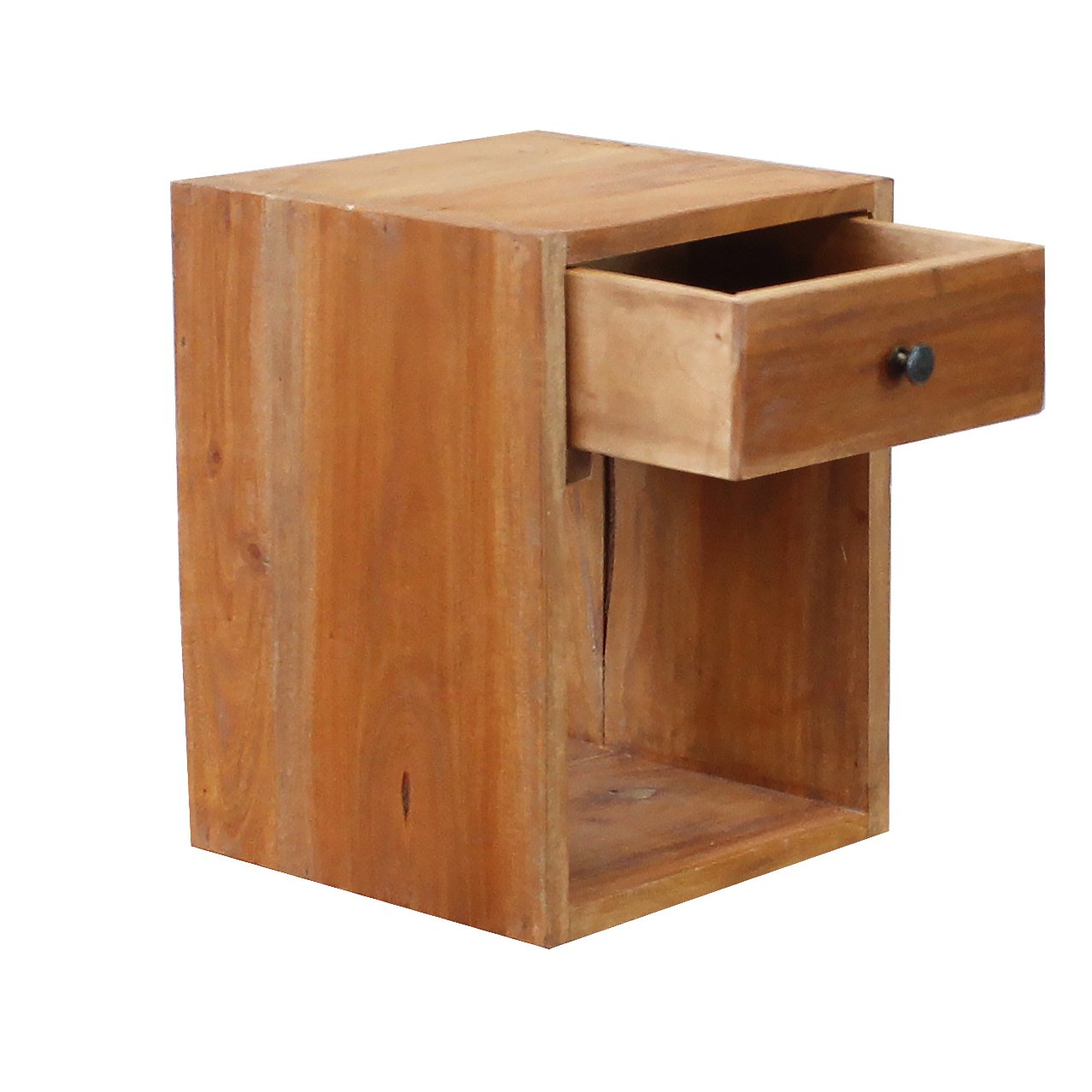 Comodino in legno rustico con cassetto - AURAEL